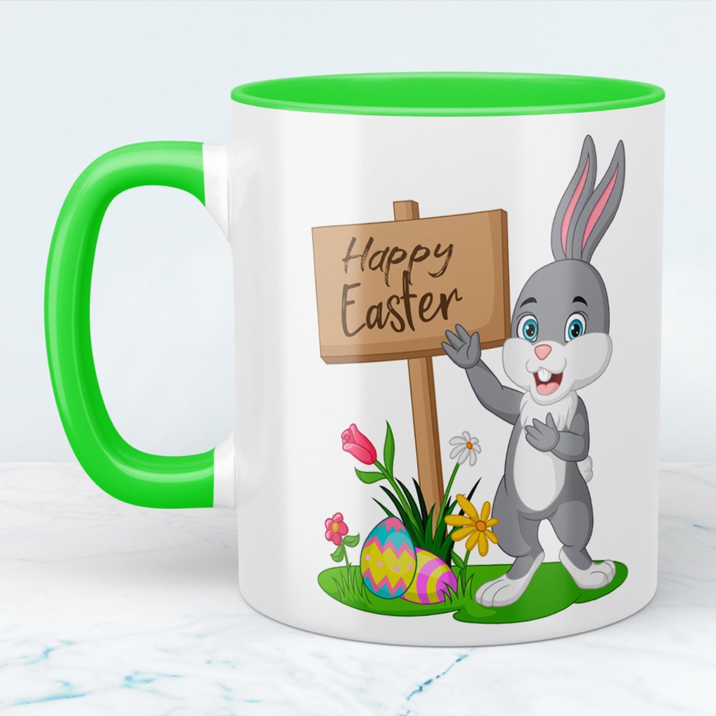 Bunte Ostereier und Kaffeegenuss Frohe Ostern Tasse, versch. Farben, Happy Easter