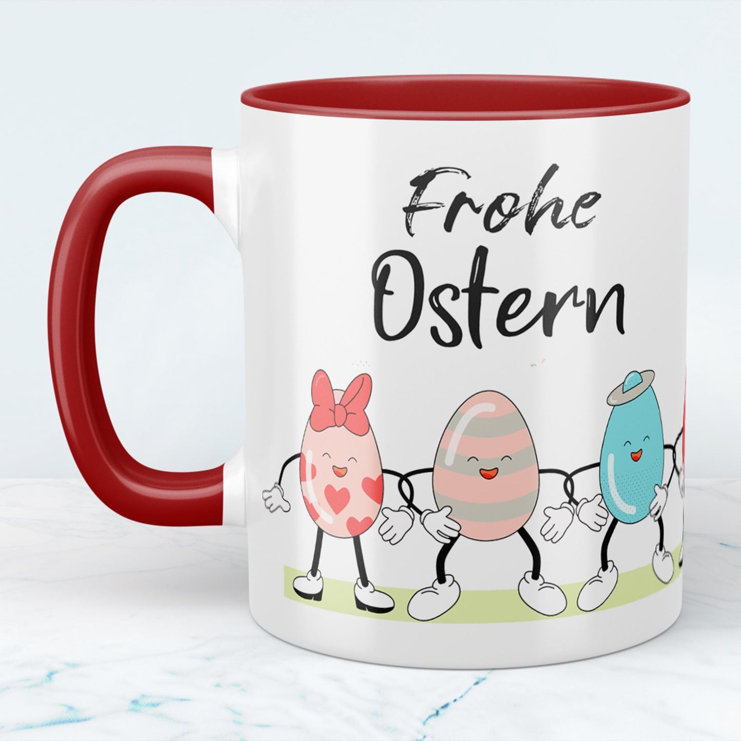 Frohe Ostern Keramik Tasse Für die perfekte Kaffeepause, versch. Farben, Happy Easter