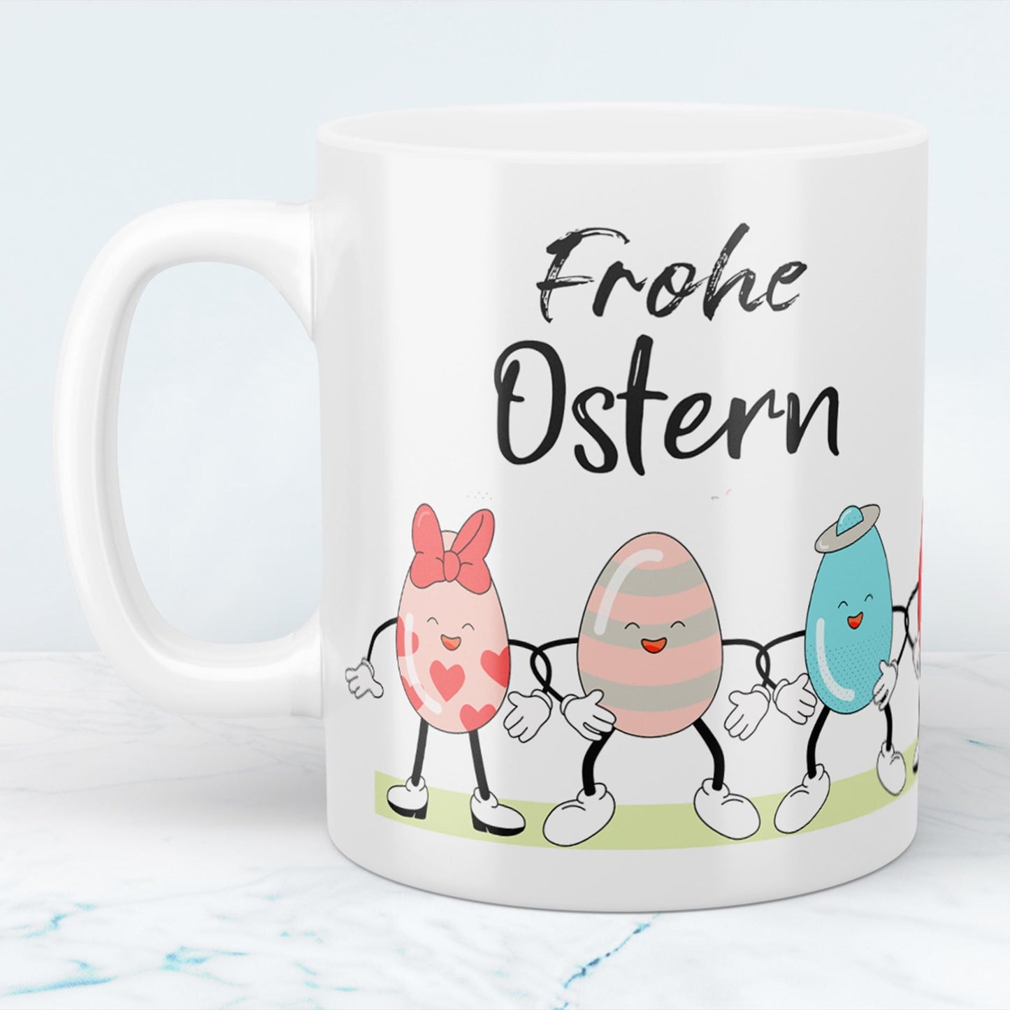 Frohe Ostern Keramik Tasse Für die perfekte Kaffeepause, versch. Farben, Happy Easter