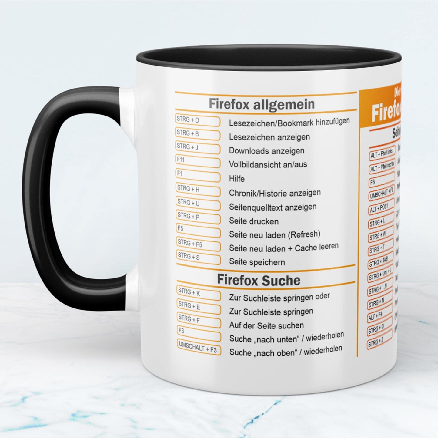Mozilla Firefox Shortcuts Tasse Praktische Kurzbefehle für effizientes Surfen Perfektes Geschenk für Tech-Liebhaber