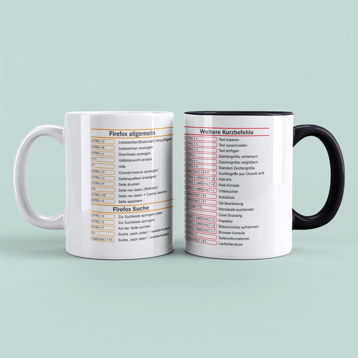 Mozilla Firefox Shortcuts Tasse Praktische Kurzbefehle für effizientes Surfen Perfektes Geschenk für Tech-Liebhaber