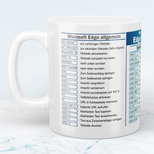Microsoft Edge Kurzbefehle Tasse Perfektes Geschenk für Technikliebhaber und Produktivitätsfans Kaffeetasse mit praktischen Tipps