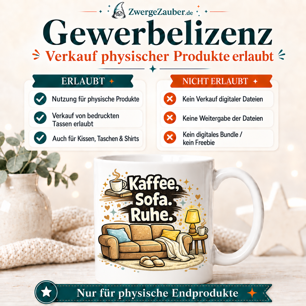 ZwergeZauber Tassendesign Kaffee, Sofa, Ruhe – Verkaufsbild 4