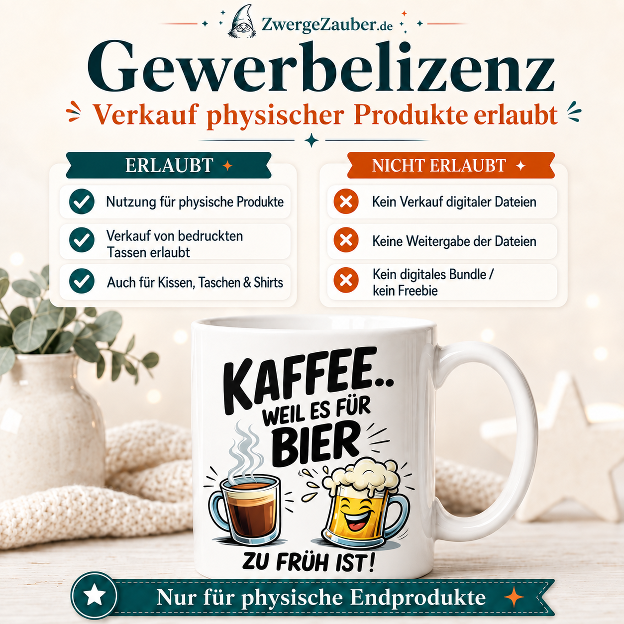 ZwergeZauber Tassendesign Kaffee weil es für Bier zu früh ist – Verkaufsbild 4