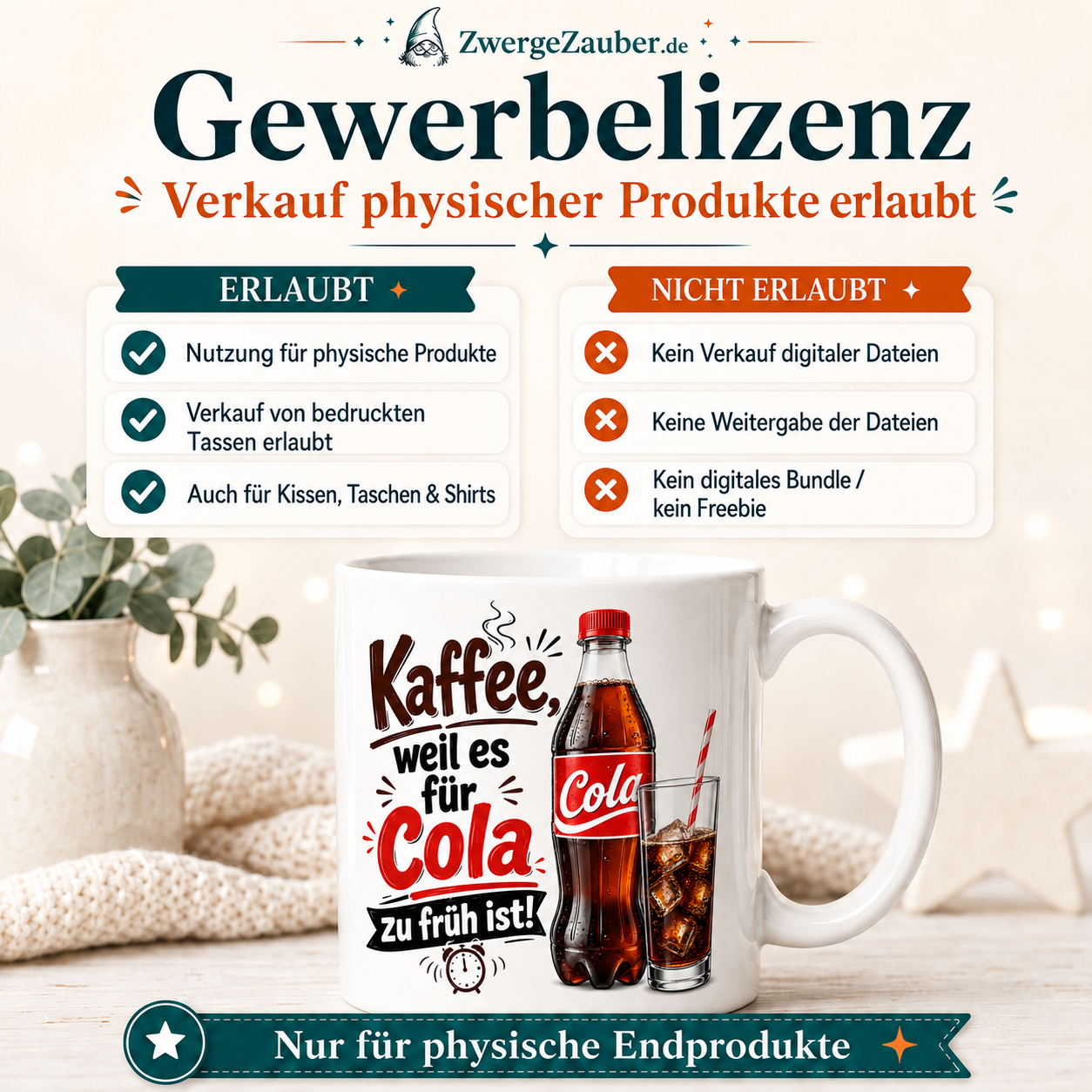 ZwergeZauber Tassendesign Kaffee weil es für Cola zu früh ist – Verkaufsbild 4