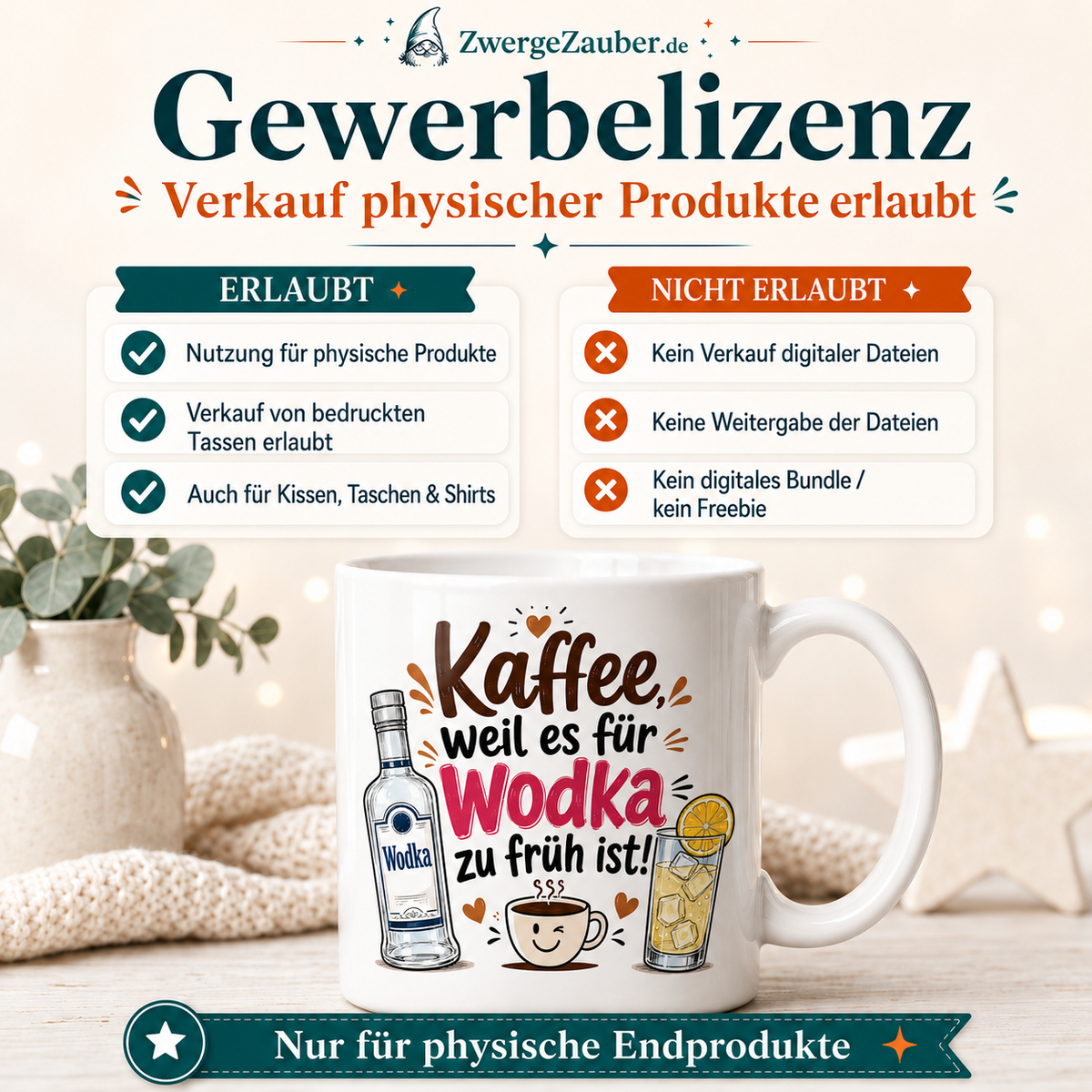 ZwergeZauber Tassendesign Kaffee, weil es für Wodka zu früh ist! – Verkaufsbild 4