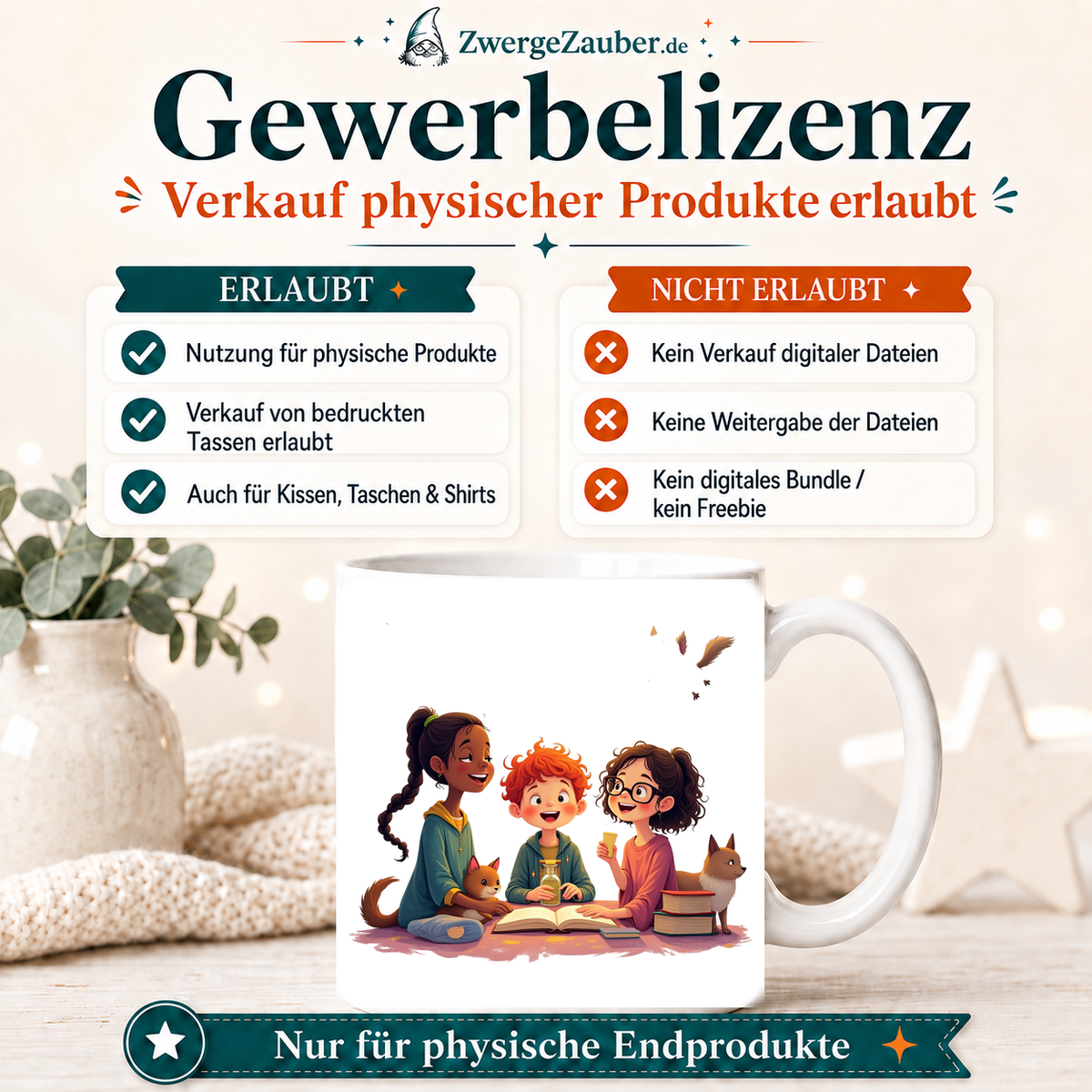 ZwergeZauber Tassendesign Magische Tierfreunde beim Lernen – Verkaufsbild 4