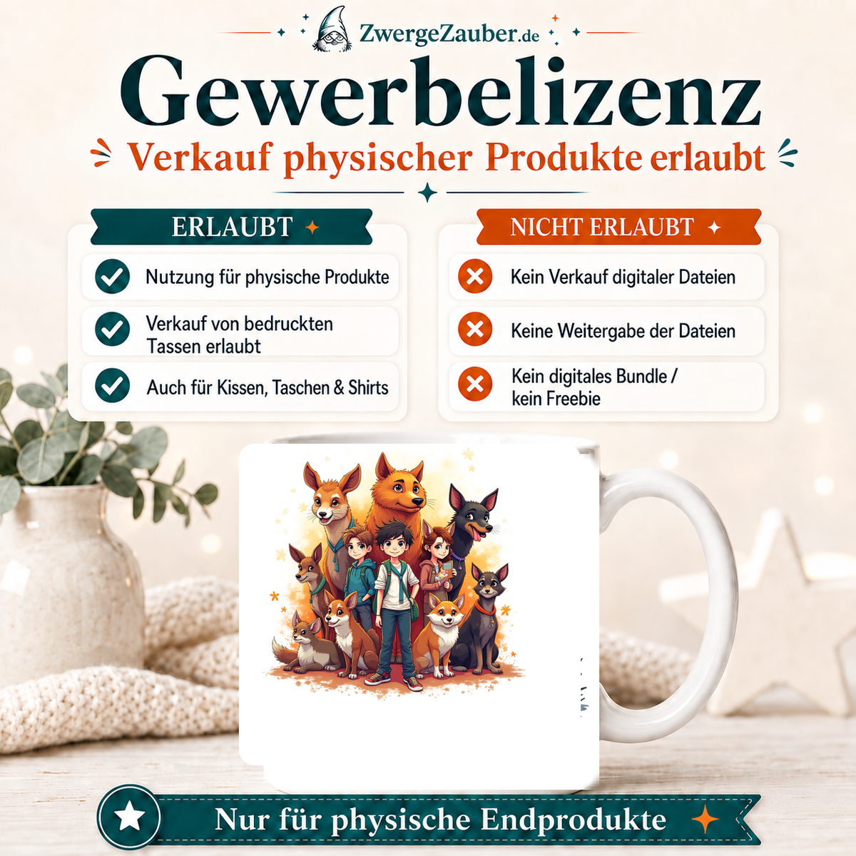 ZwergeZauber Tassendesign Magische Tierfreunde Grosses Rudel – Verkaufsbild 4