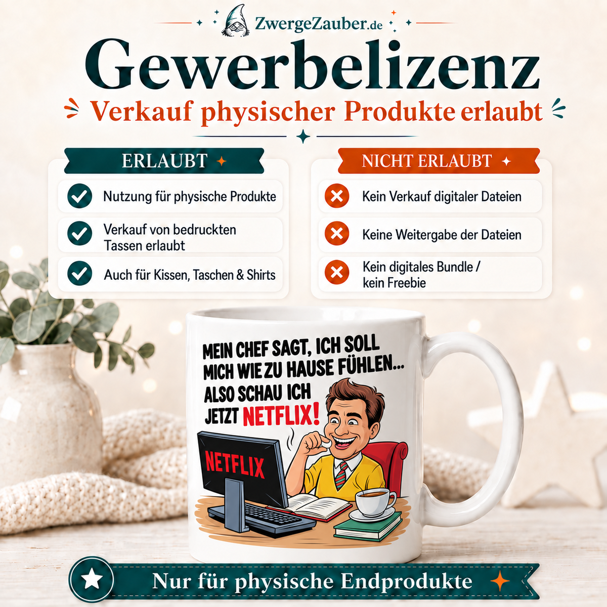 ZwergeZauber Tassendesign Mein Chef sagt – Jetzt schaue ich Netflix! – Verkaufsbild 4