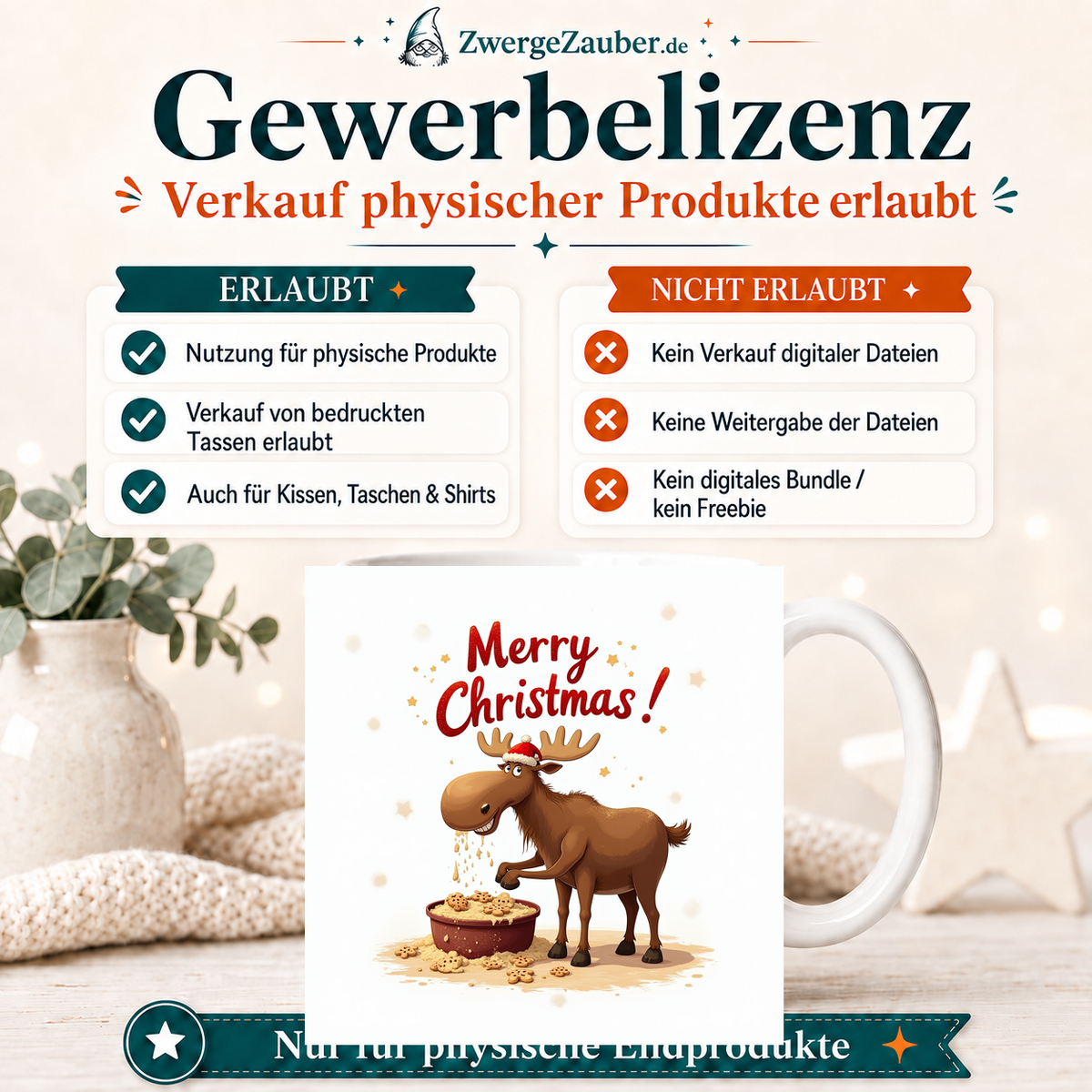 ZwergeZauber Tassendesign Merry Christmas Elch beim Plätzchenbacken – Verkaufsbild 4