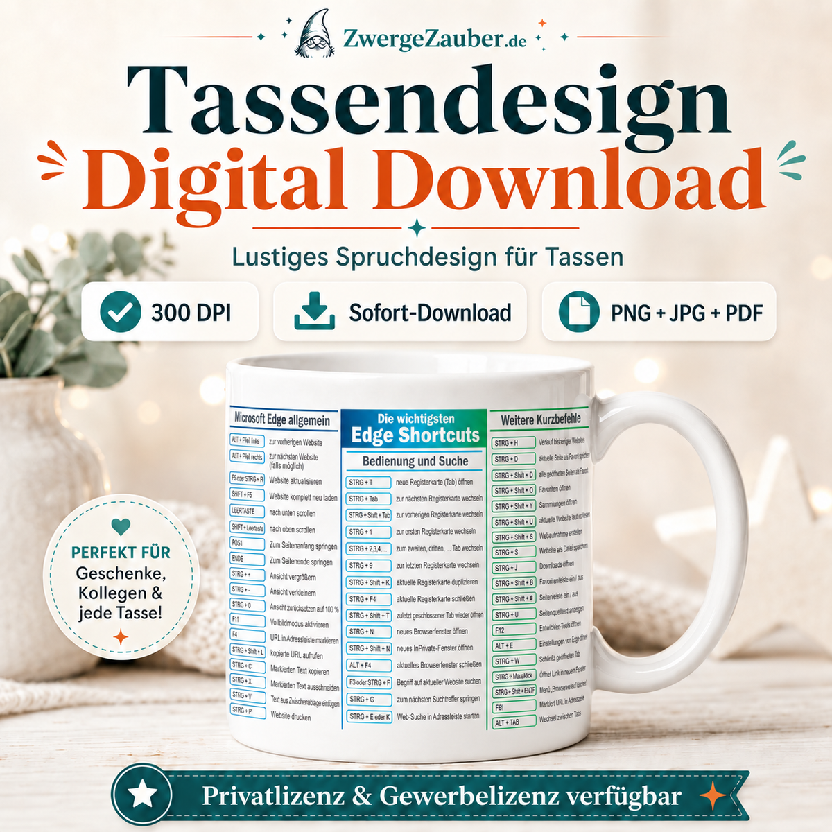 ZwergeZauber Tassendesign Edge Shortcuts – Verkaufsbild 1