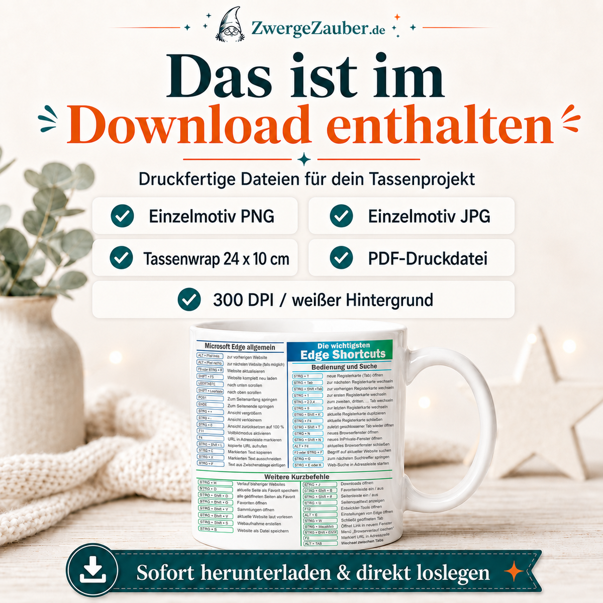 ZwergeZauber Tassendesign Edge Shortcuts – Verkaufsbild 2