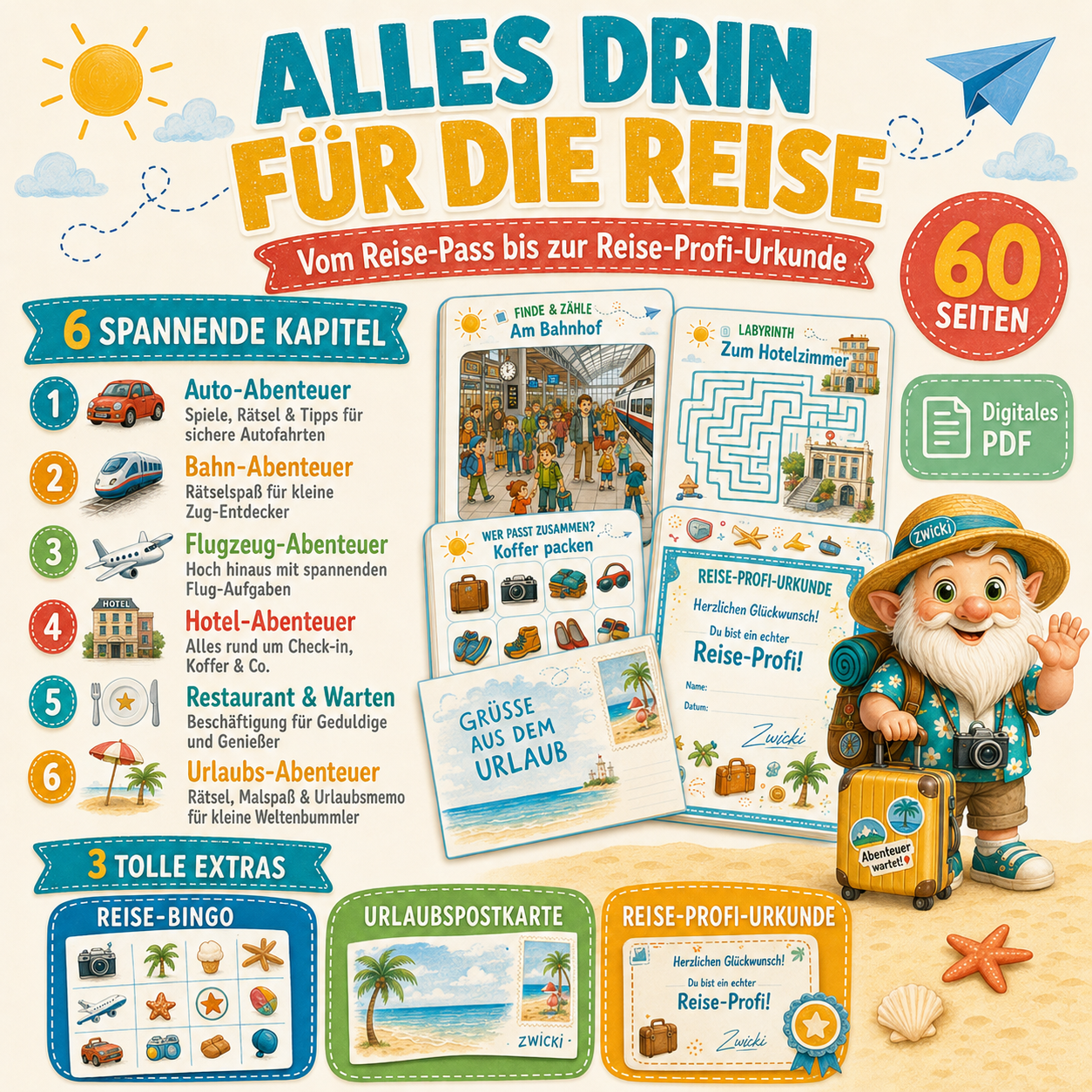 Buntes Reise-Abenteuer XXL mit Zwicki und 60 Beschäftigungsseiten für Kinder von etwa 5 bis 9 Jahren