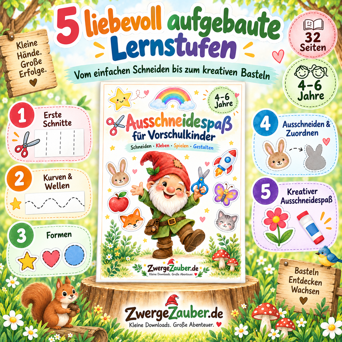 Schneiden lernen in der Vorschule – abwechslungsreiche Übungen zur Förderung von Feinmotorik und Scherenführung
