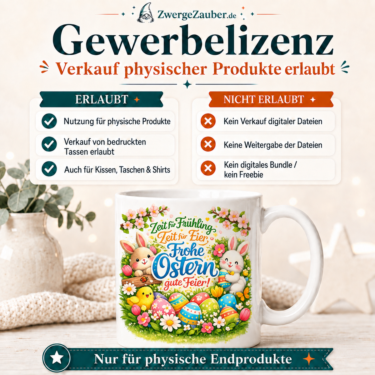 ZwergeZauber Tassendesign Zeit für Frühling - Frohe Ostern – Verkaufsbild 4