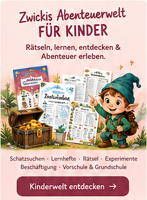 Zwickis Abenteuerwelt für Kinder mit Lernheften, Rätseln, Schatzsuchen und Experimenten