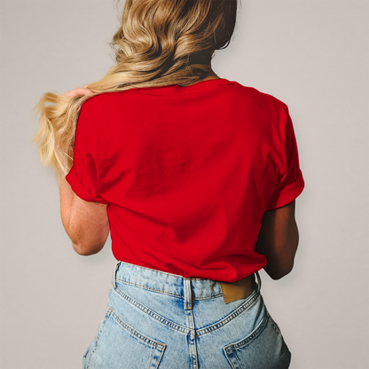 Damen T-Shirt „Ich bin nicht klein – ich bin platzsparend“ – Lustiges Spruchshirt (weisse Schrift)