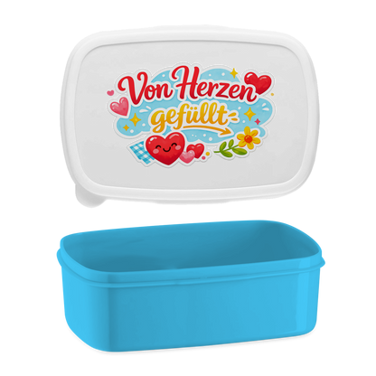 Lunchbox „Von Herzen gefüllt“ – Bedruckte Brotdose mit Spruch, Geschenk für Schule, Kita & Büro