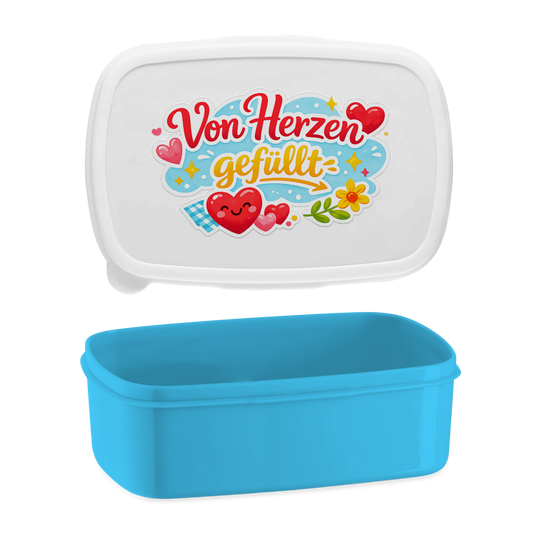 Lunchbox „Von Herzen gefüllt“ – Bedruckte Brotdose mit Spruch, Geschenk für Schule, Kita & Büro