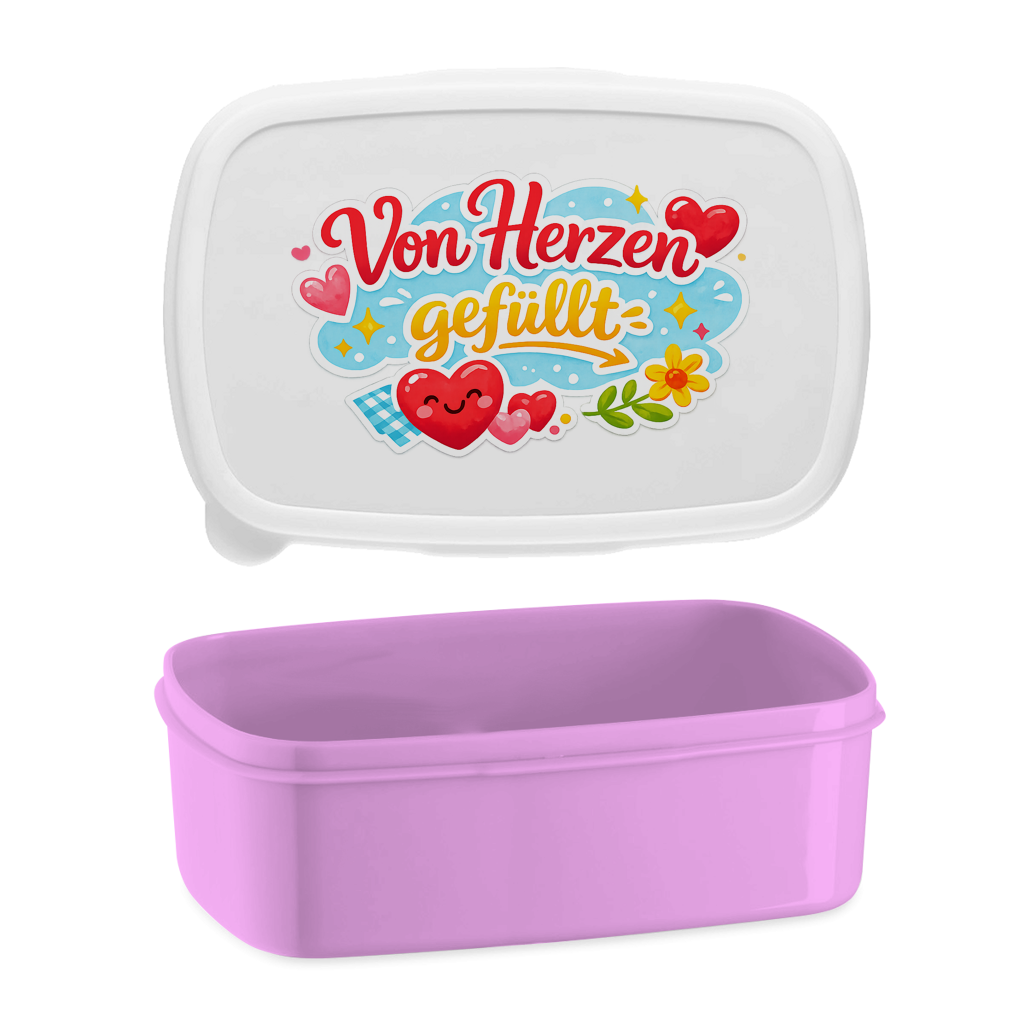 Lunchbox „Von Herzen gefüllt“ – Bedruckte Brotdose mit Spruch, Geschenk für Schule, Kita & Büro