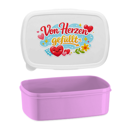 Lunchbox „Von Herzen gefüllt“ – Bedruckte Brotdose mit Spruch, Geschenk für Schule, Kita & Büro