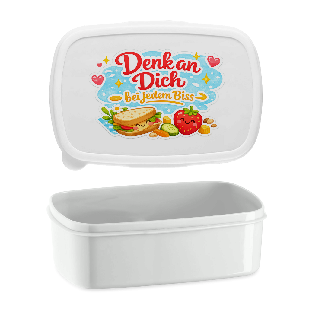 Lunchbox „Denk an dich“ – Brotdose mit Spruch für Schule, Kindergarten & Büro