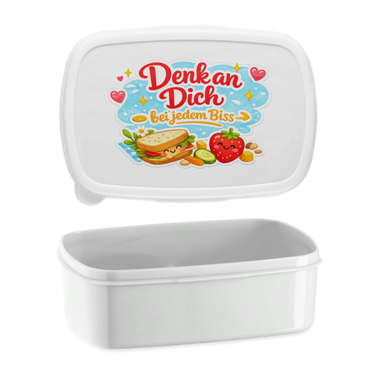 Lunchbox „Denk an dich“ – Brotdose mit Spruch für Schule, Kindergarten & Büro