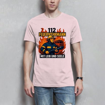 Herren T-Shirt Feuerwehrmann 112 – Mit Leib und Seele | Feuerwehr Shirt Männer