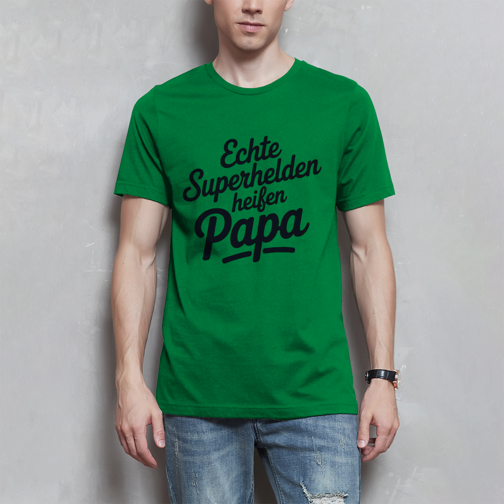 Papa T-Shirt Herren – Echte Superhelden heißen Papa | Geschenk für Väter