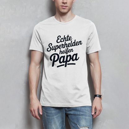 Papa T-Shirt Herren – Echte Superhelden heißen Papa | Geschenk für Väter