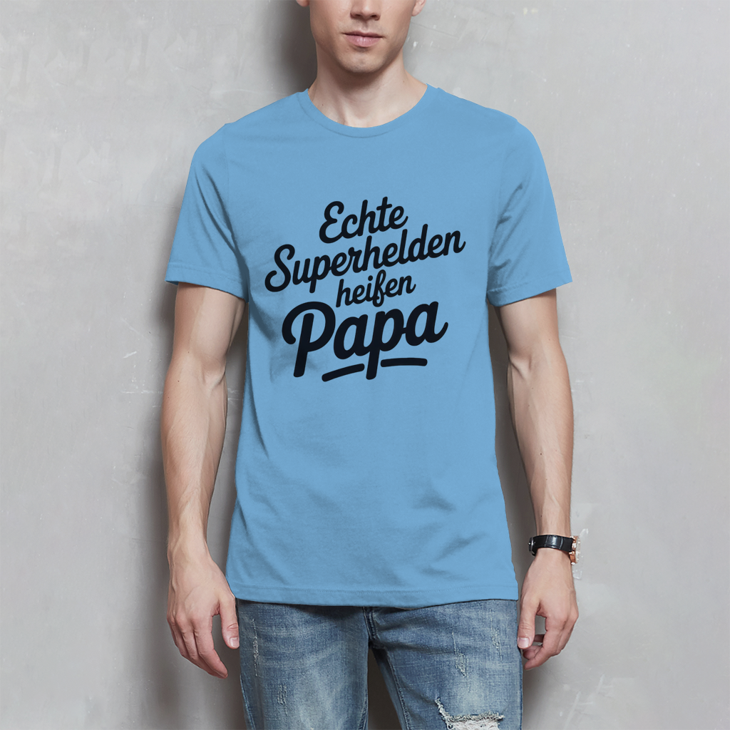 Papa T-Shirt Herren – Echte Superhelden heißen Papa | Geschenk für Väter