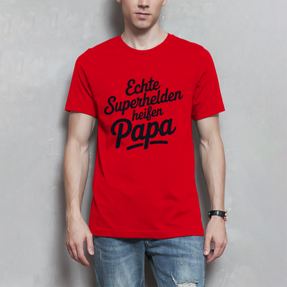 Papa T-Shirt Herren – Echte Superhelden heißen Papa | Geschenk für Väter