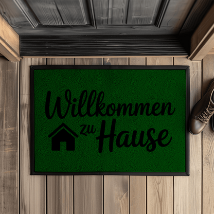 Bedruckte Fußmatte mit Gummirand – Willkommen zu Hause | Türvorleger