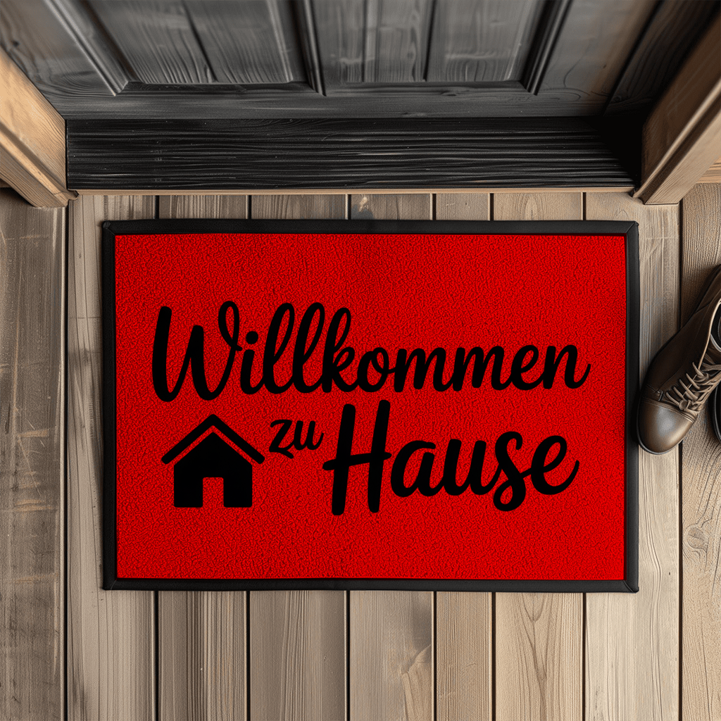 Bedruckte Fußmatte mit Gummirand – Willkommen zu Hause | Türvorleger