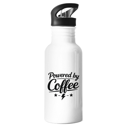 Edelstahl-Trinkflasche „Powered by Coffee“ – Bedruckte Trinkflasche aus Edelstahl für unterwegs