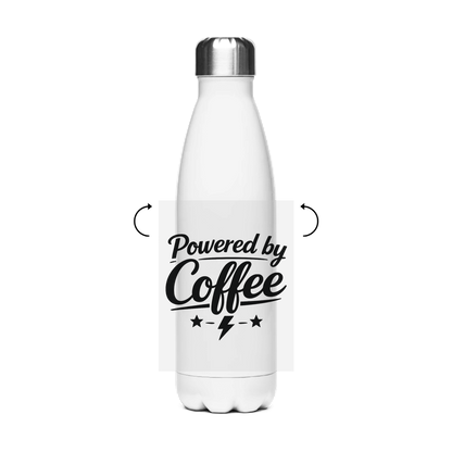Edelstahl-Thermoflasche „Powered by Coffee“ – Bedruckte Isolierflasche für heiße & kalte Getränke