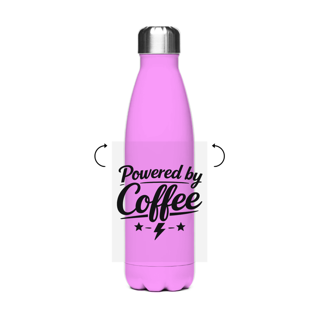 Edelstahl-Thermoflasche „Powered by Coffee“ – Bedruckte Isolierflasche für heiße & kalte Getränke