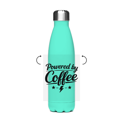 Edelstahl-Thermoflasche „Powered by Coffee“ – Bedruckte Isolierflasche für heiße & kalte Getränke