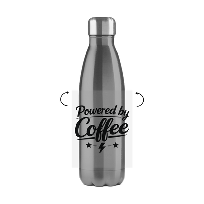 Edelstahl-Thermoflasche „Powered by Coffee“ – Bedruckte Isolierflasche für heiße & kalte Getränke
