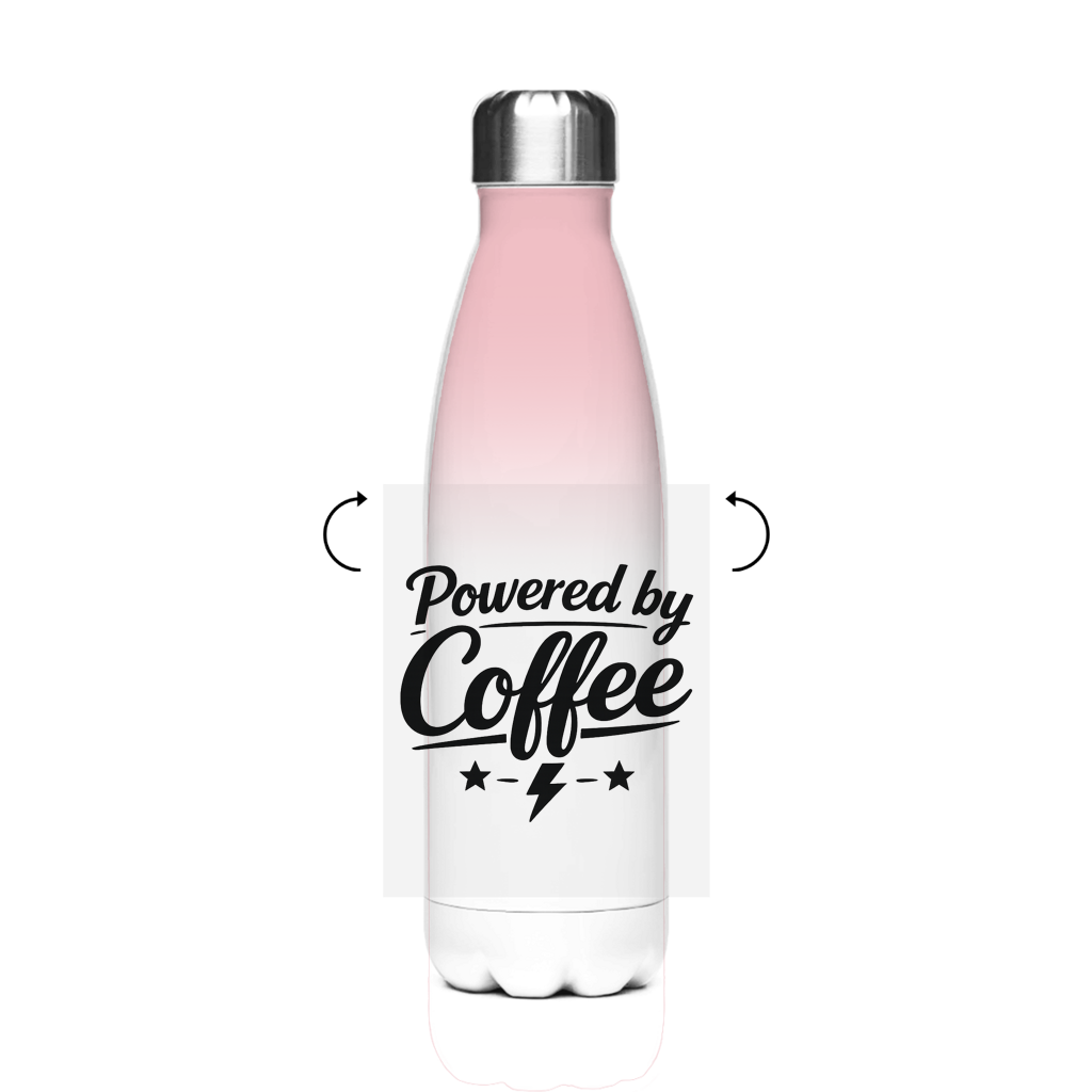 Edelstahl-Thermoflasche „Powered by Coffee“ – Bedruckte Isolierflasche für heiße & kalte Getränke