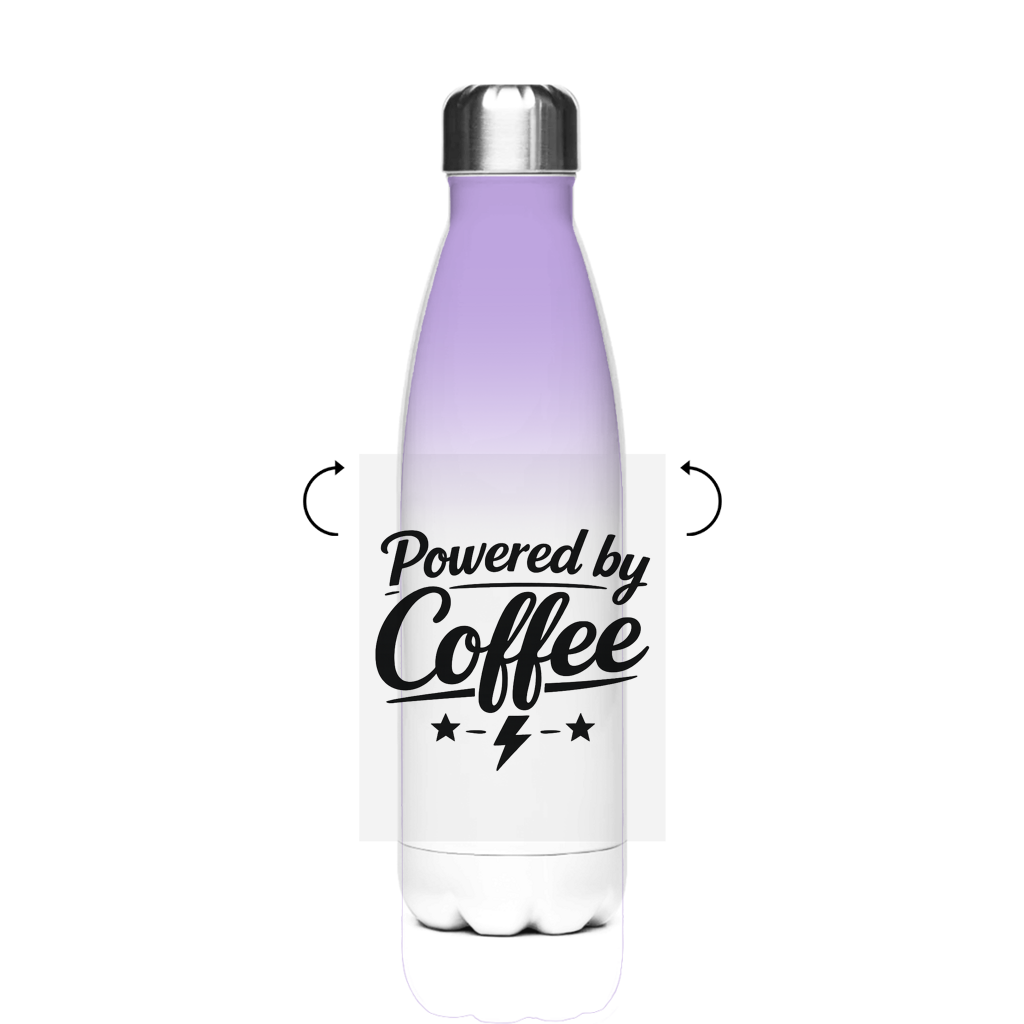 Edelstahl-Thermoflasche „Powered by Coffee“ – Bedruckte Isolierflasche für heiße & kalte Getränke