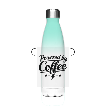 Edelstahl-Thermoflasche „Powered by Coffee“ – Bedruckte Isolierflasche für heiße & kalte Getränke