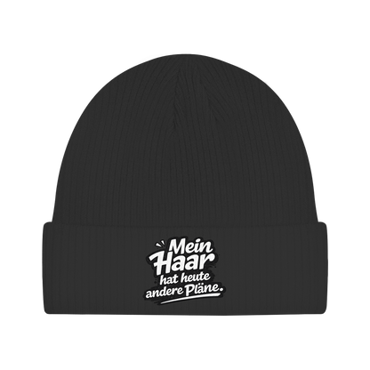 Beanie „Mein Haar hat heute andere Pläne“ – Lustige Unisex Mütze aus Bio-Baumwolle