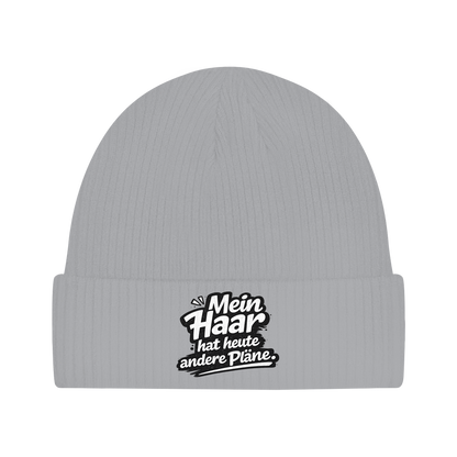Beanie „Mein Haar hat heute andere Pläne“ – Lustige Unisex Mütze aus Bio-Baumwolle