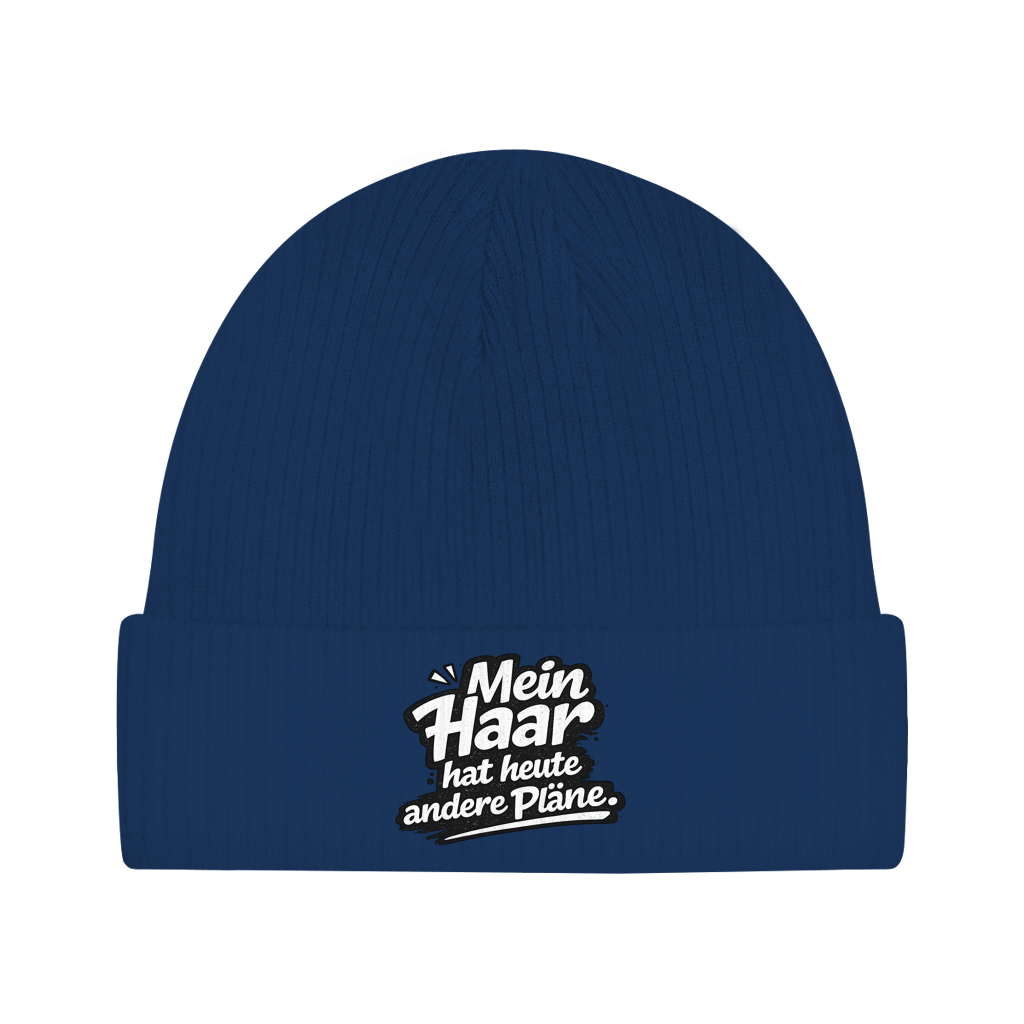 Beanie „Mein Haar hat heute andere Pläne“ – Lustige Unisex Mütze aus Bio-Baumwolle