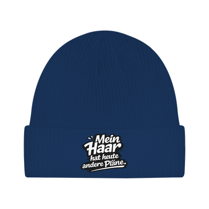 Beanie „Mein Haar hat heute andere Pläne“ – Lustige Unisex Mütze aus Bio-Baumwolle