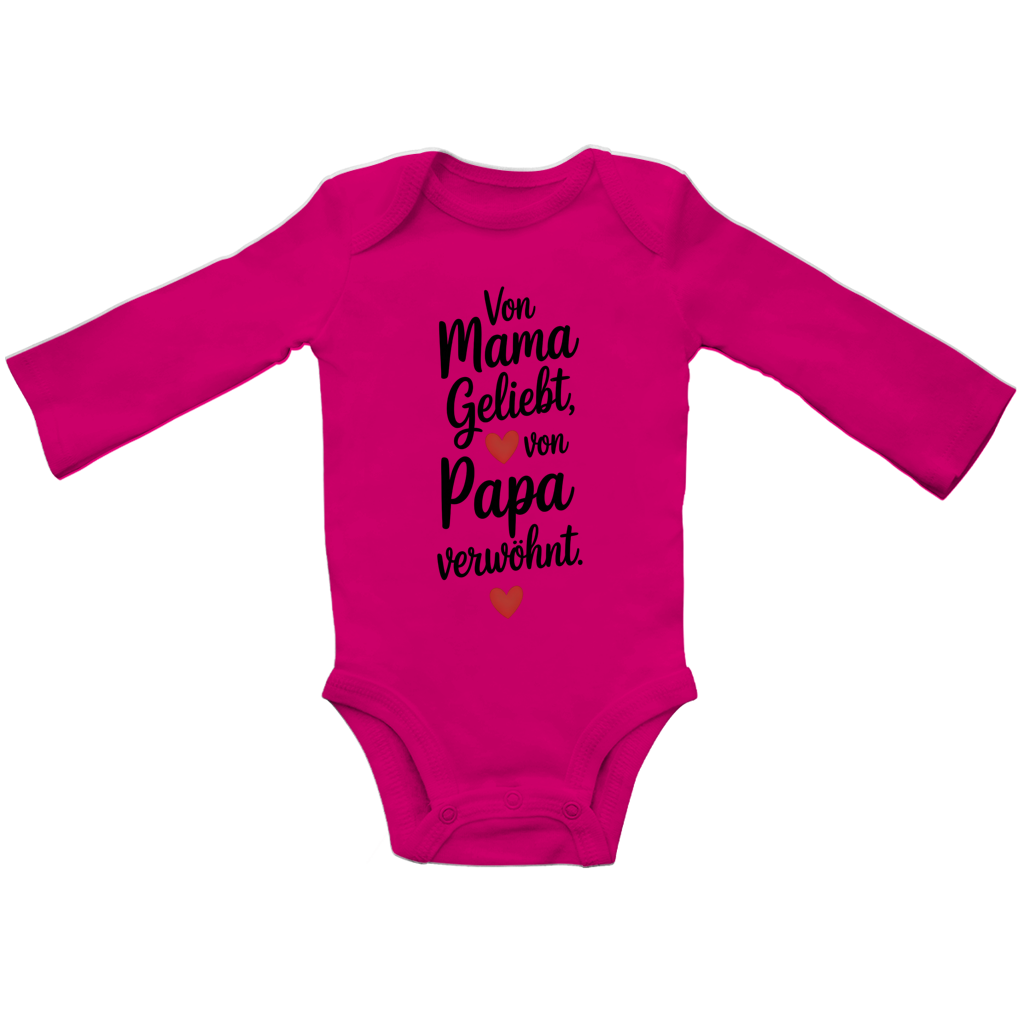 Baby Bio Langarm Body – Von Mama geliebt, von Papa verwöhnt | schwarze Schrift