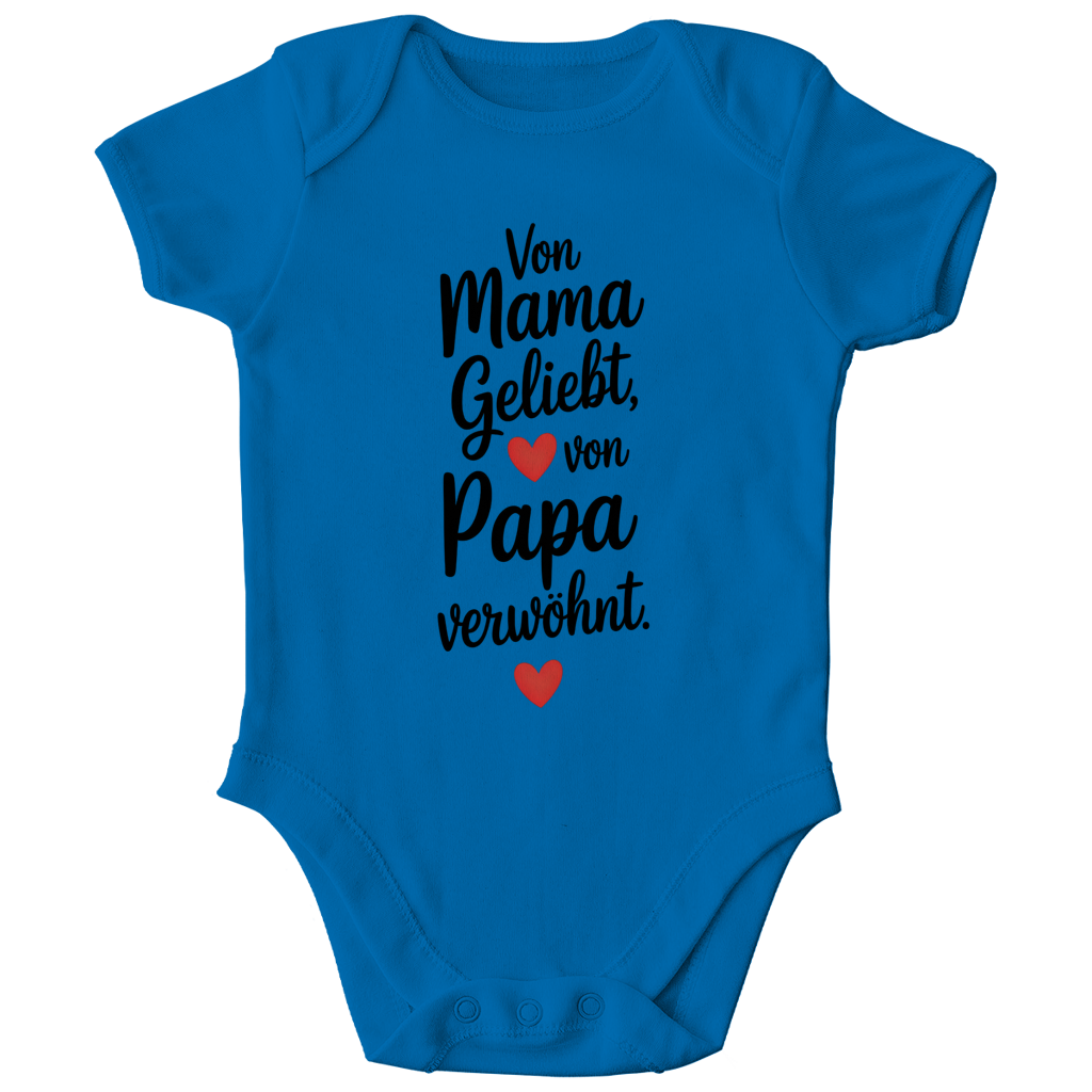 Kinder Bio Body mit Spruch „Von Mama geliebt, von Papa verwöhnt“ | schwarze Schrift