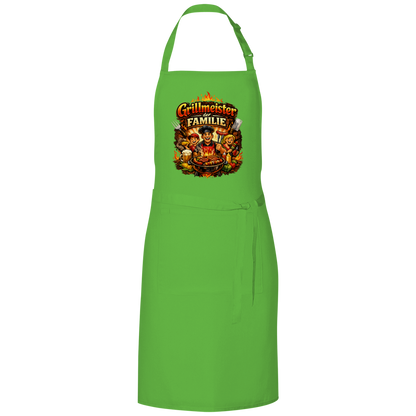 Grillschürze „Grillmeister der Familie“ – Lustige BBQ Schürze für Männer & Grillfans