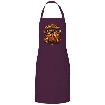 Grillschürze „Grillmeister der Familie“ – Lustige BBQ Schürze für Männer & Grillfans